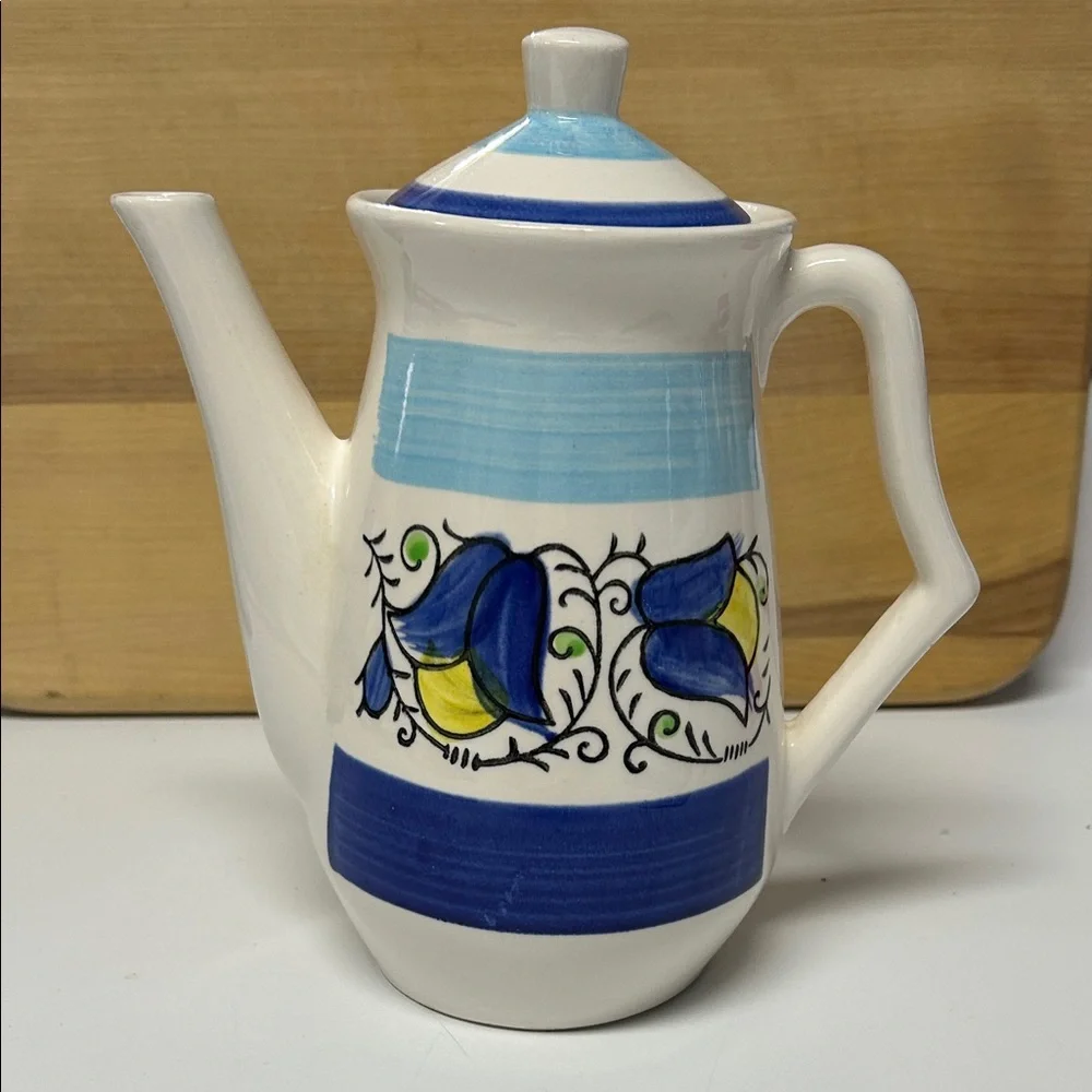 Vintage Japanese Bluebell Ceramic Teapot with Floral Design - Picture 2 of 5